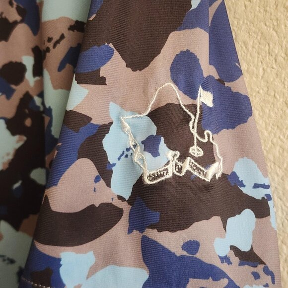 Oahu Golf Shirt Mens XS Blue Brown Camo Pattern Performance Polo Lightweight - Picture 4 of 10